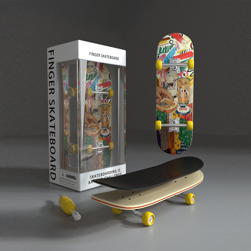 DIY Finger Skateboard - Novelty Wooden Toy for Ages 3+(breakfast) - oopskate