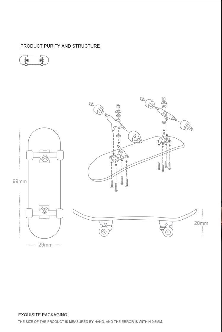 DIY Finger Skateboard - Novelty Wooden Toy for Ages 3+(Watch) - oopskate
