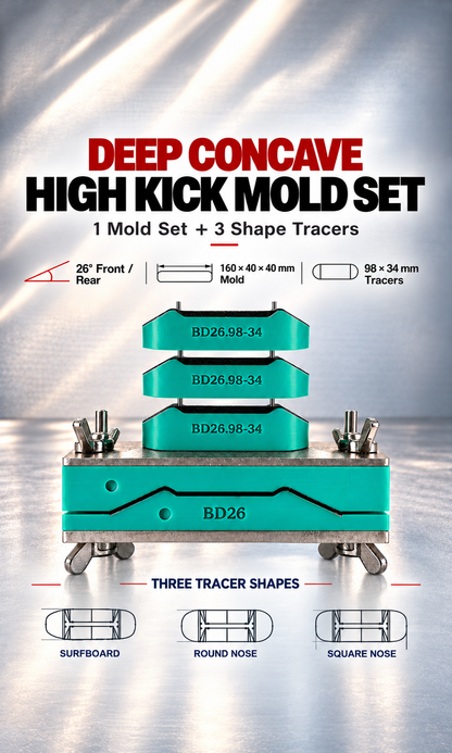 Fingerboard Mold Set with Steel Top and Bottom Plates (Deep Concave)