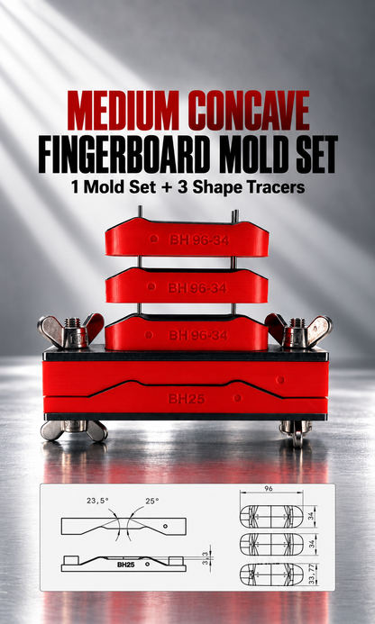 Fingerboard Mold Set with Steel Top and Bottom Plates (Medium Concave)