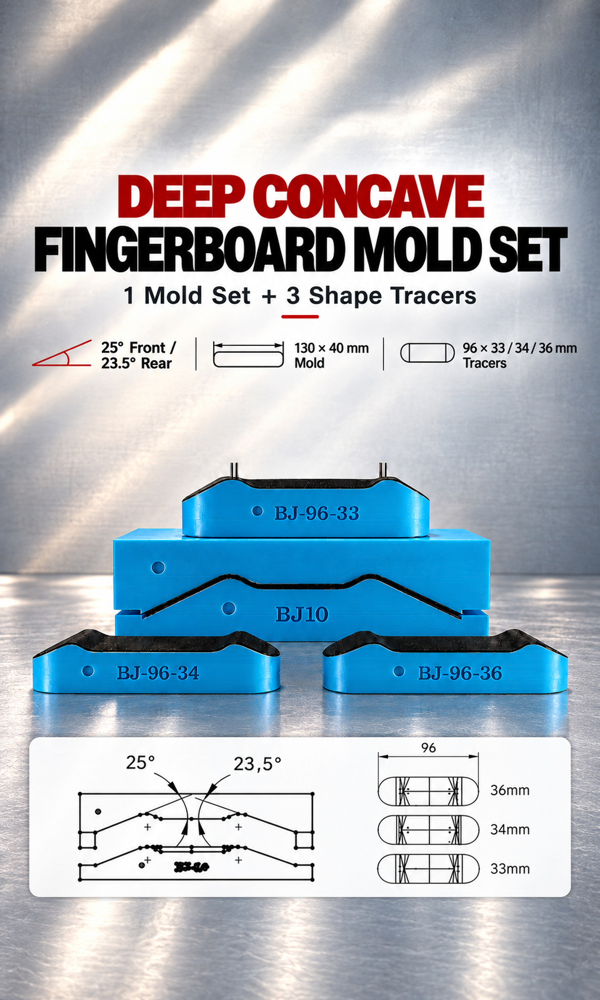 Fingerboard Mold Kit (Deep Concave)