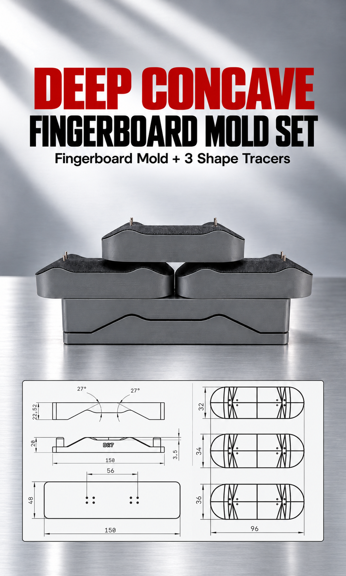 Fingerboard Mold Kit (High Concave)