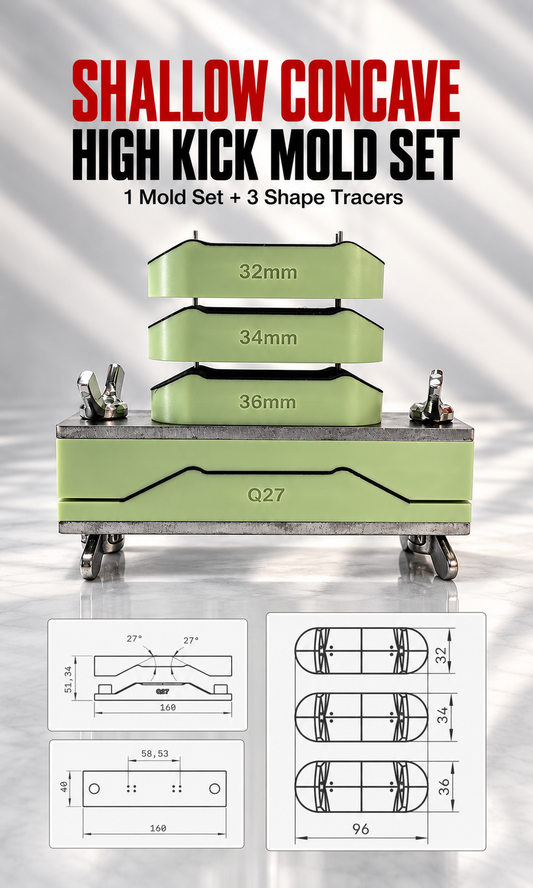 Fingerboard Mold Set with Steel Top and Bottom Plates (Shallow Concave)