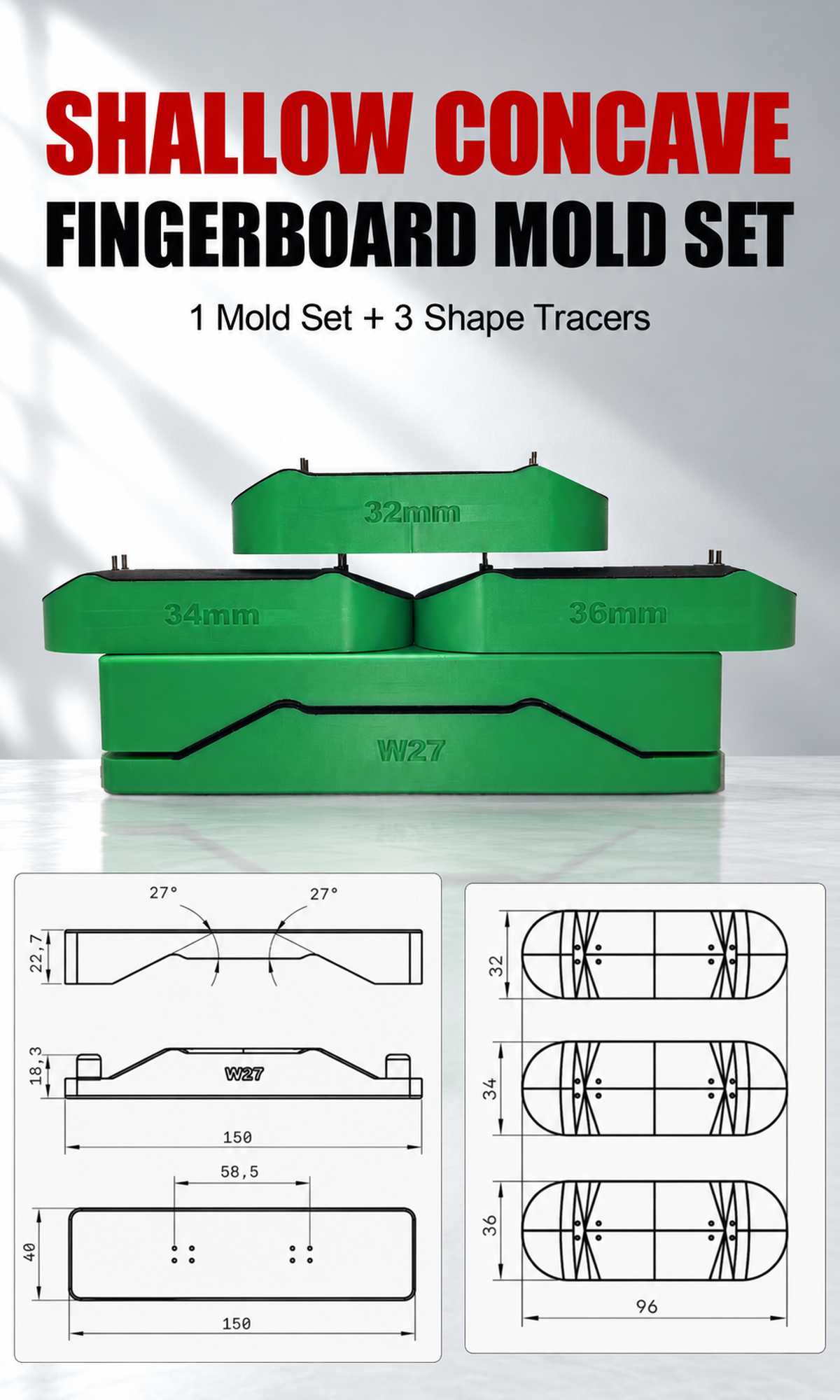 Fingerboard Mold Kit (Low Concave)